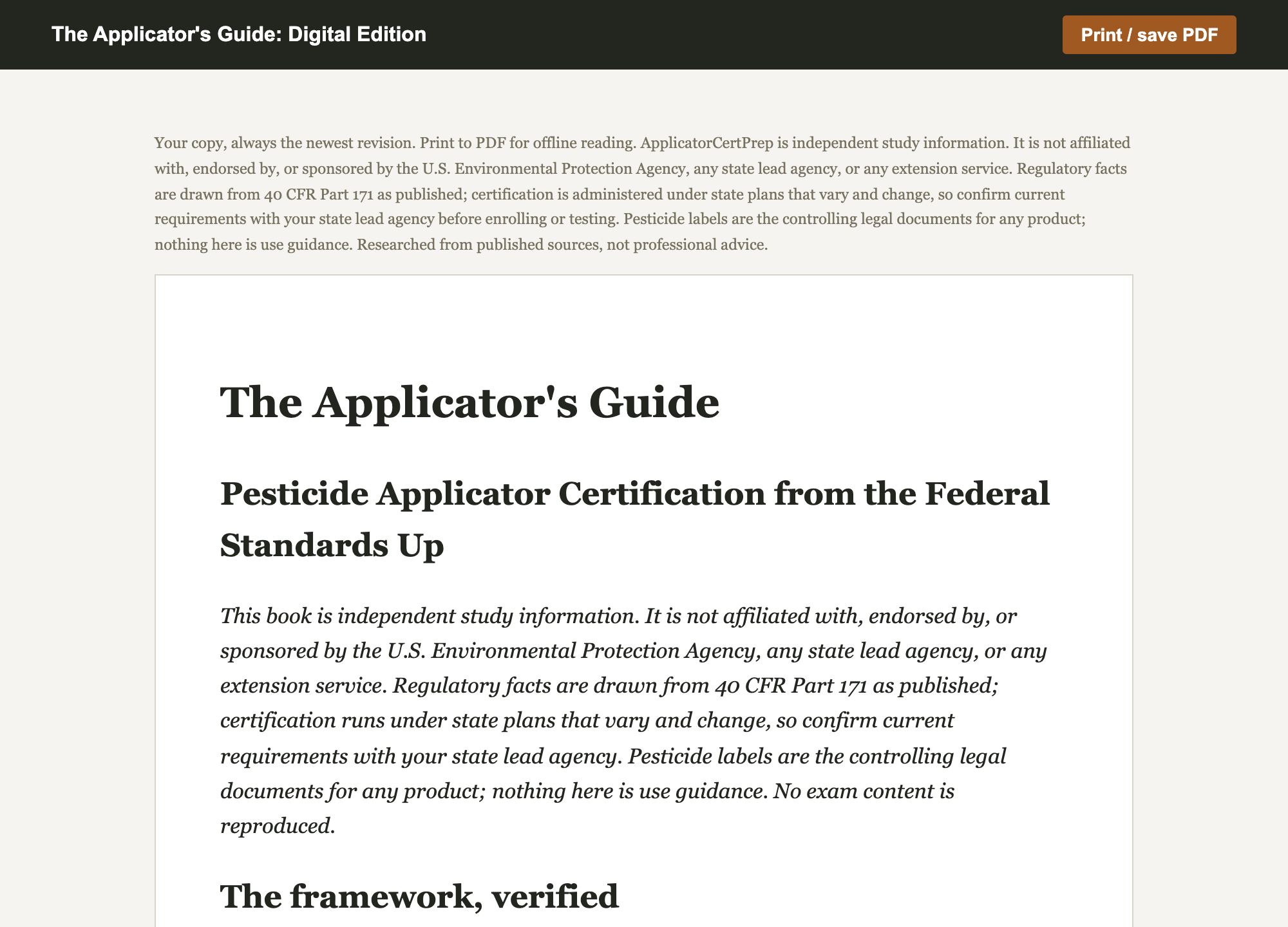 A page from The Applicator's Guide: Digital Edition